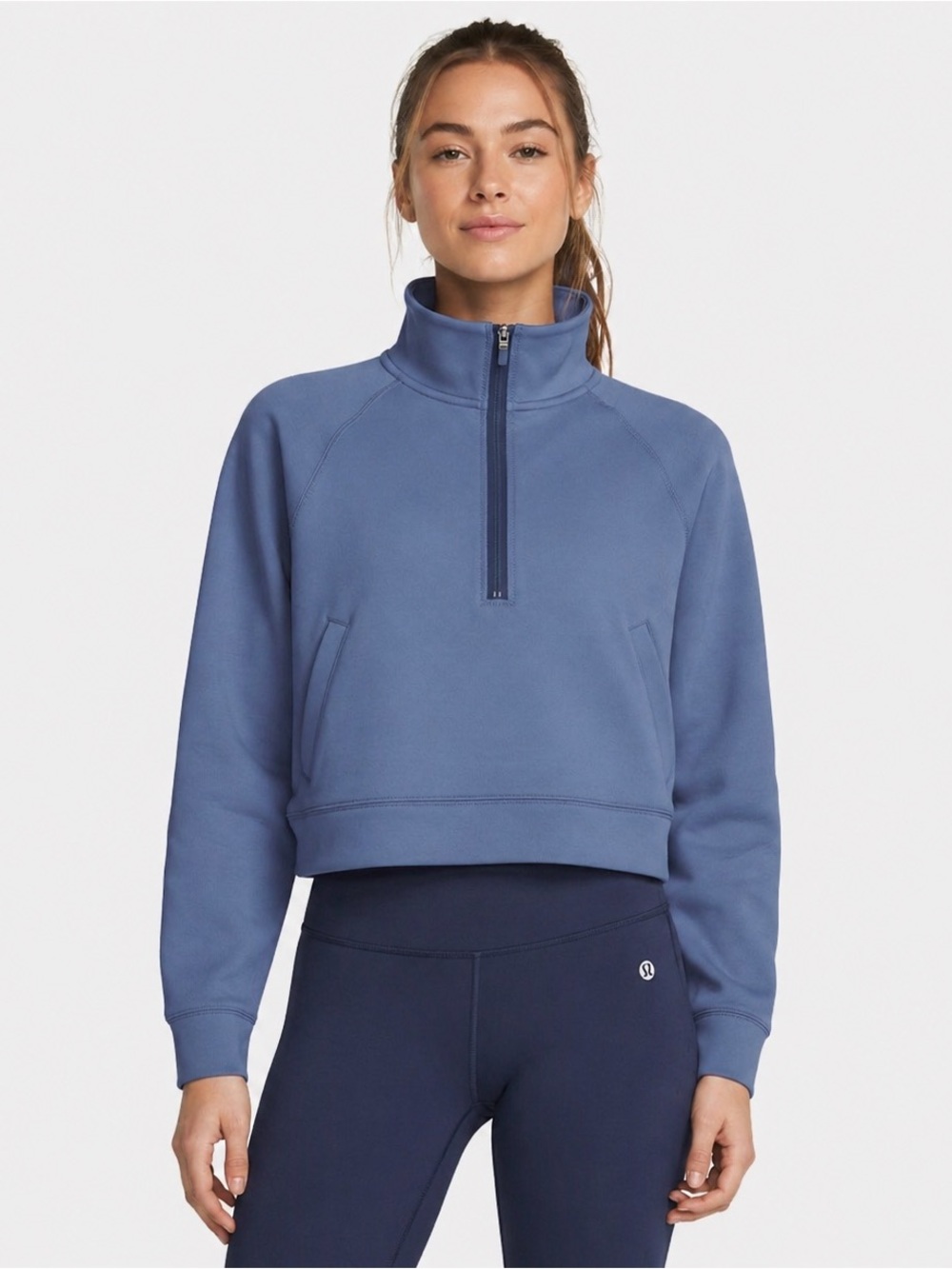 Nike Pro SE Dri-FIT Half-Zip Cropped Training Top Blue Size S oversized sporty